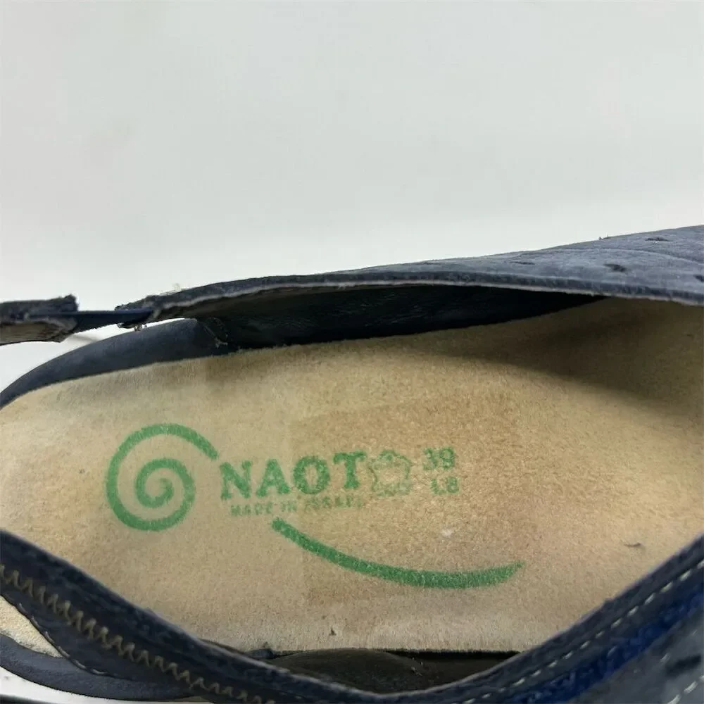 Naot Kapua Slingback Open Back Sandal Flats Blue Size 39 (US 8) Casual Shoes